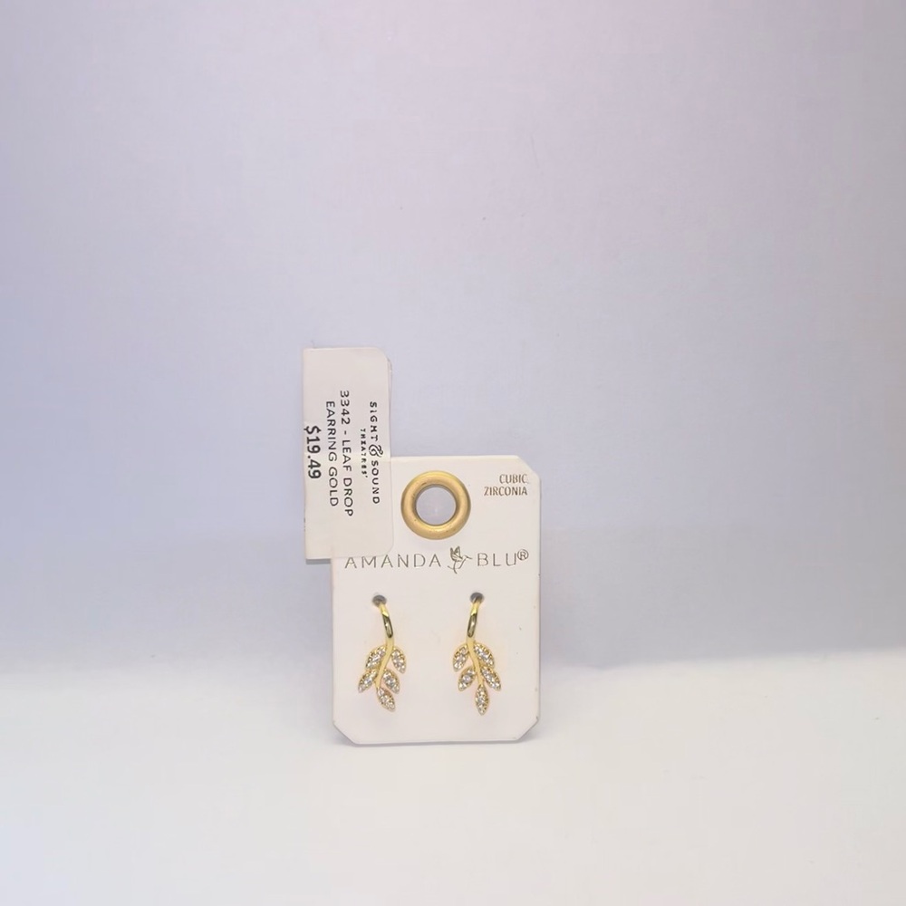 🔖NWT - Gold Leaf Earrings with Cubic Zirconia